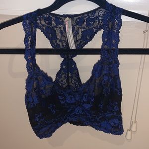 Free people small blue and black bralette